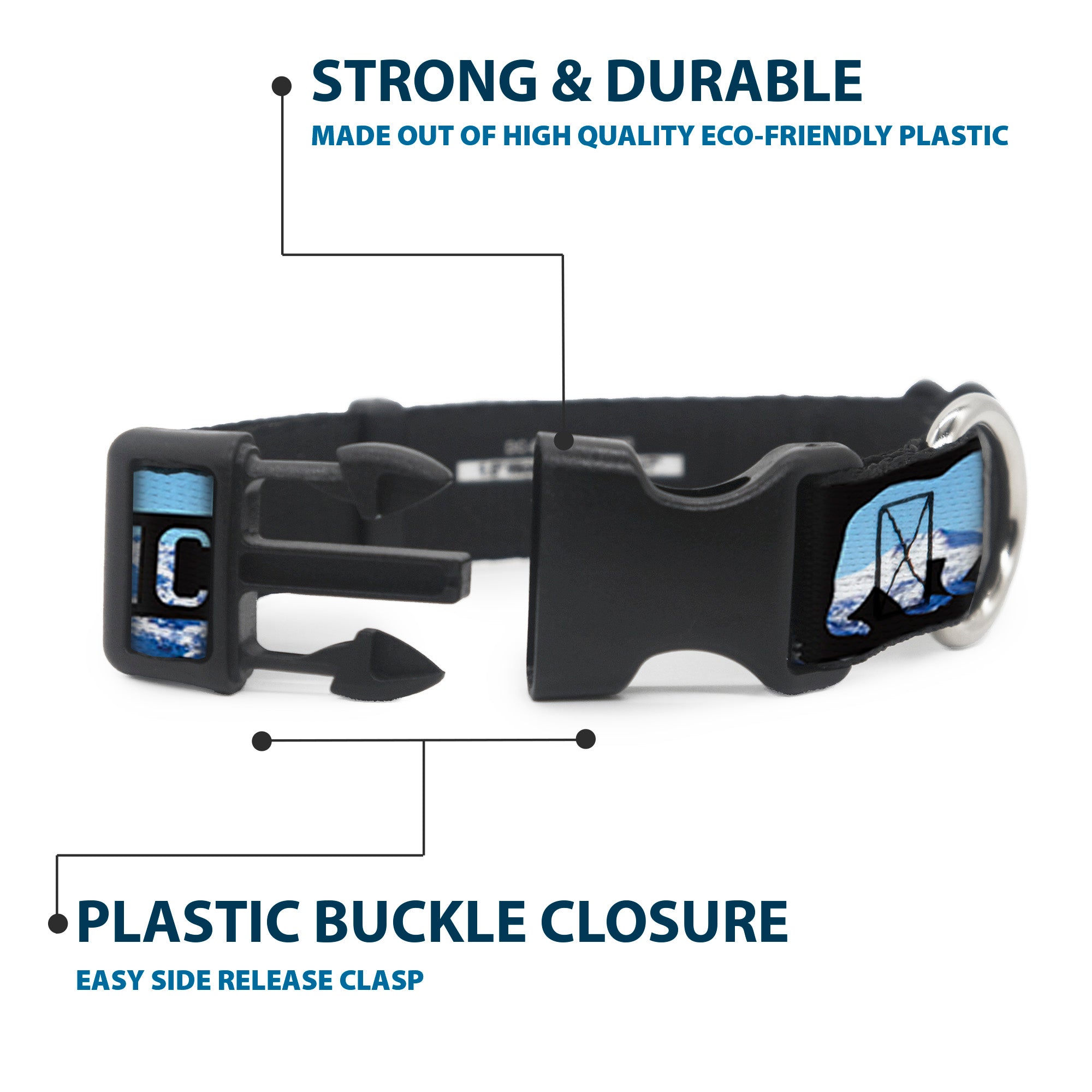 Plastic Clip Collar - CALIFORNIA REPUBLIC/Bear/Stars Silhouette Black/Scenic Mountains Plastic Clip Collars Buckle-Down