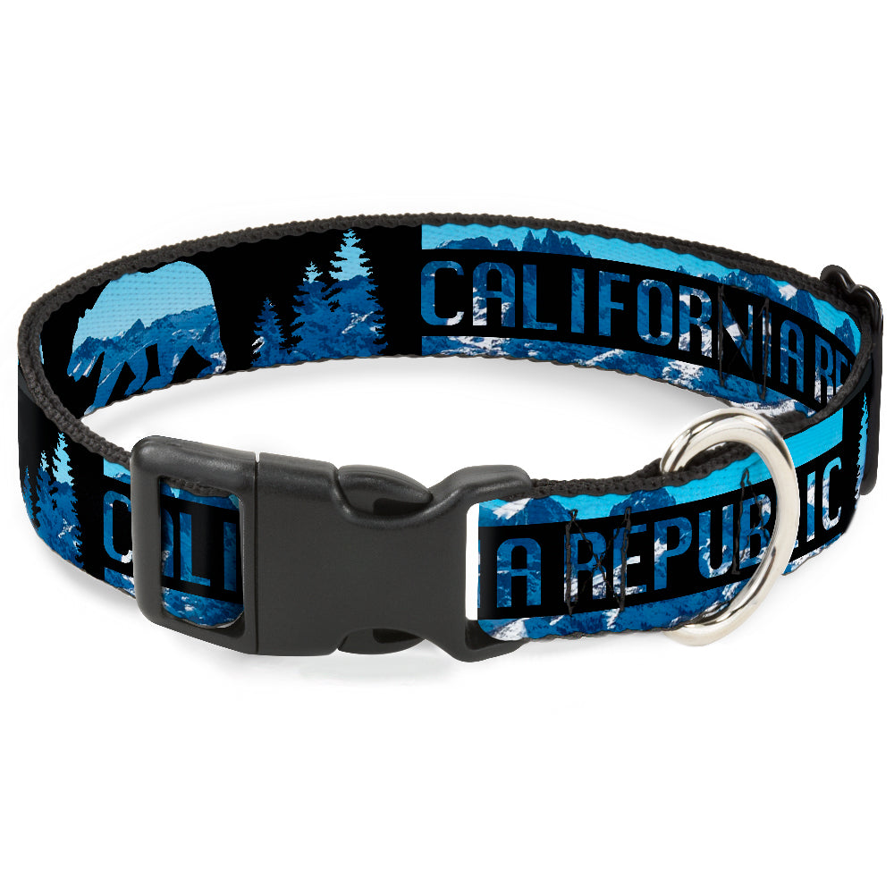 Plastic Clip Collar - CALIFORNIA REPUBLIC/Bear/Stars Silhouette Black/Scenic Mountains Plastic Clip Collars Buckle-Down