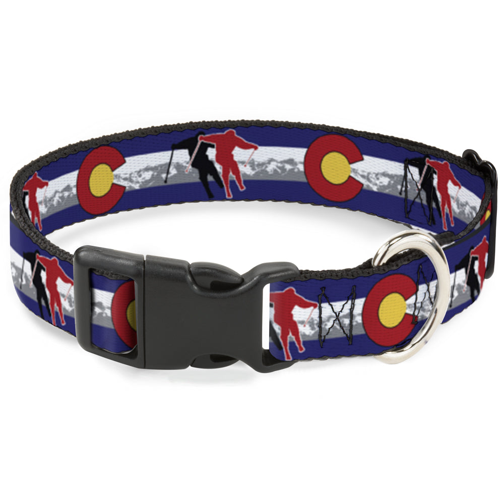 Plastic Clip Collar - Colorado Skier1 Red/Mountains Plastic Clip Collars Buckle-Down