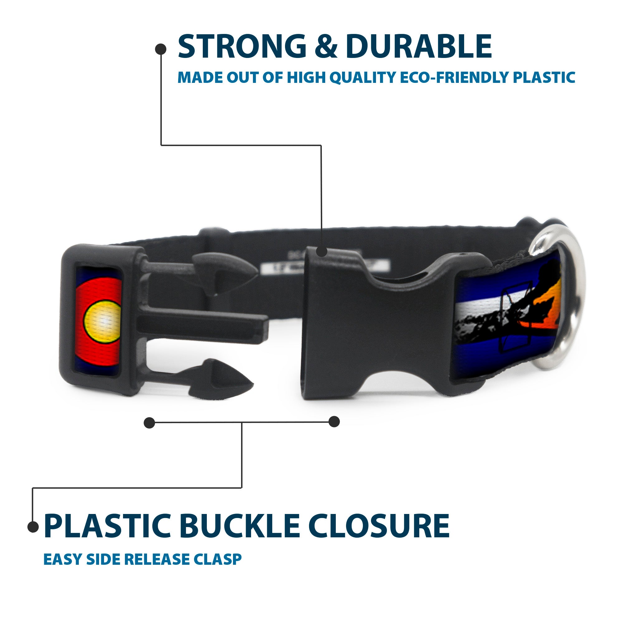Plastic Clip Collar - Colorado Snowboarder3 Orange/Mountians Plastic Clip Collars Buckle-Down