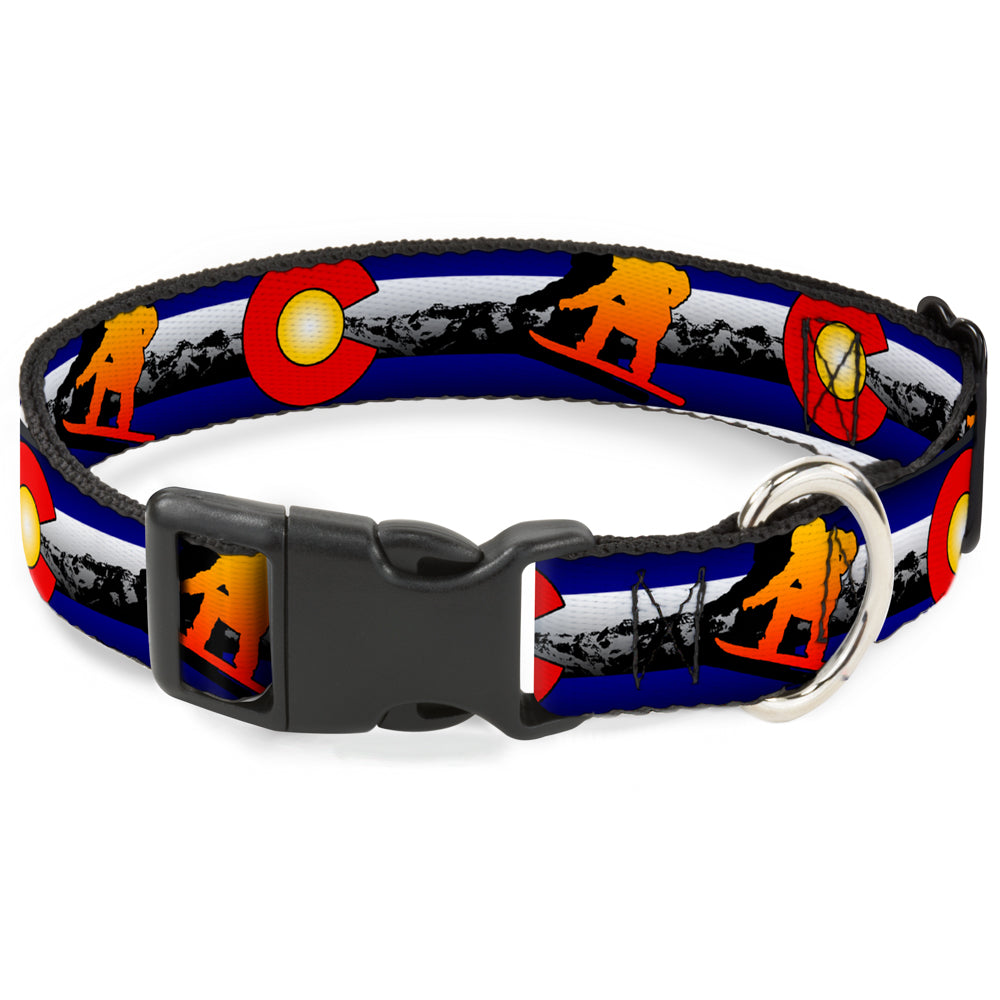 Plastic Clip Collar - Colorado Snowboarder3 Orange/Mountians Plastic Clip Collars Buckle-Down