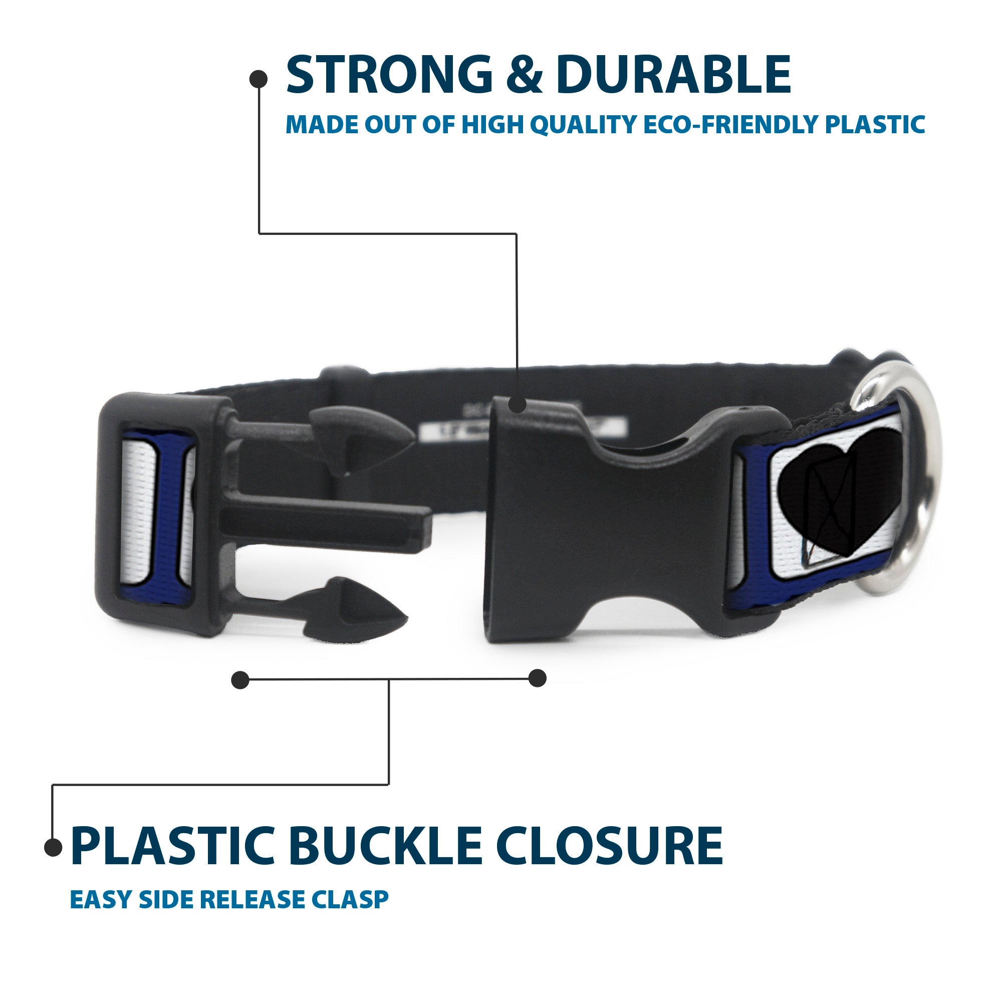 Plastic Clip Collar - I HEART COLORADO SKIING Logos/Mountain Plastic Clip Collars Buckle-Down