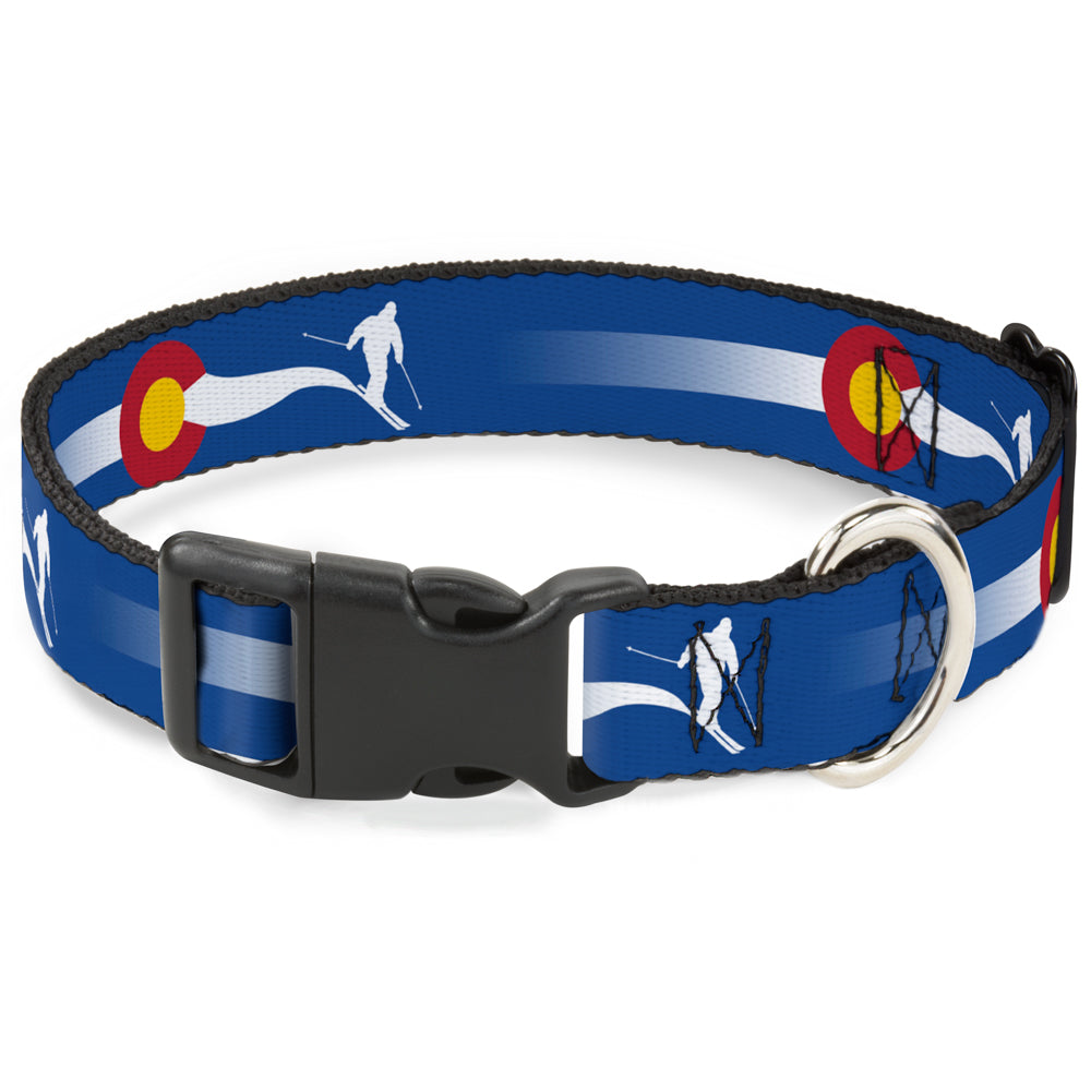 Plastic Clip Collar - Colorado Skier2 Blue/White/Red/Yellow Plastic Clip Collars Buckle-Down