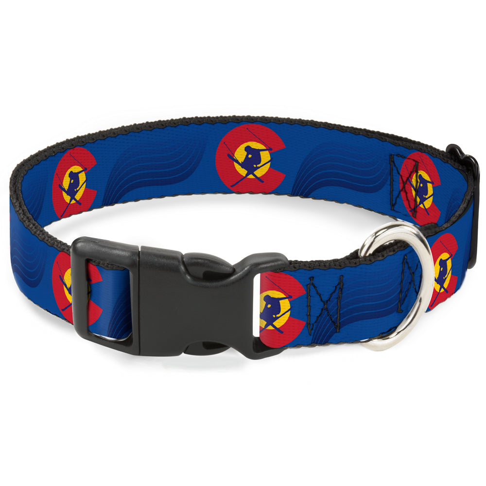 Plastic Clip Collar - Colorado Skier3 Blues/Red/Yellow Plastic Clip Collars Buckle-Down