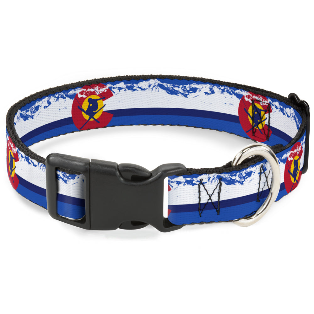 Plastic Clip Collar - Colorado Skier4/Mountains Blues/White/Red/Yellow Plastic Clip Collars Buckle-Down