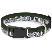 Plastic Clip Collar - Colorado Mountains Green/White/Gray Text Plastic Clip Collars Buckle-Down