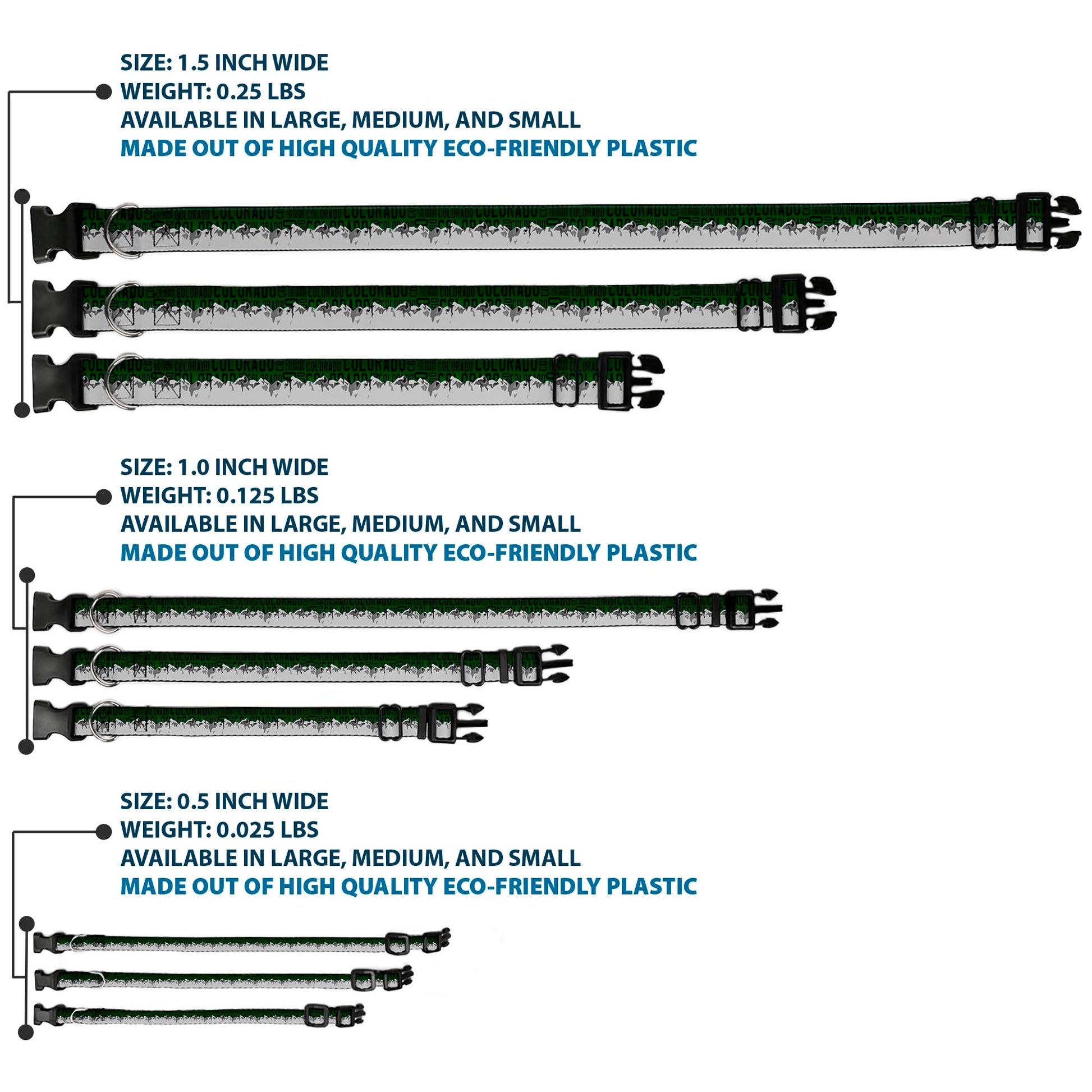 Plastic Clip Collar - Colorado Mountains Green/Black Text/Grays Plastic Clip Collars Buckle-Down