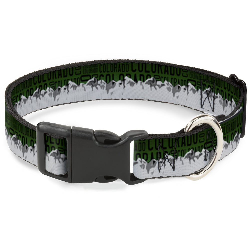 Plastic Clip Collar - Colorado Mountains Green/Black Text/Grays Plastic Clip Collars Buckle-Down