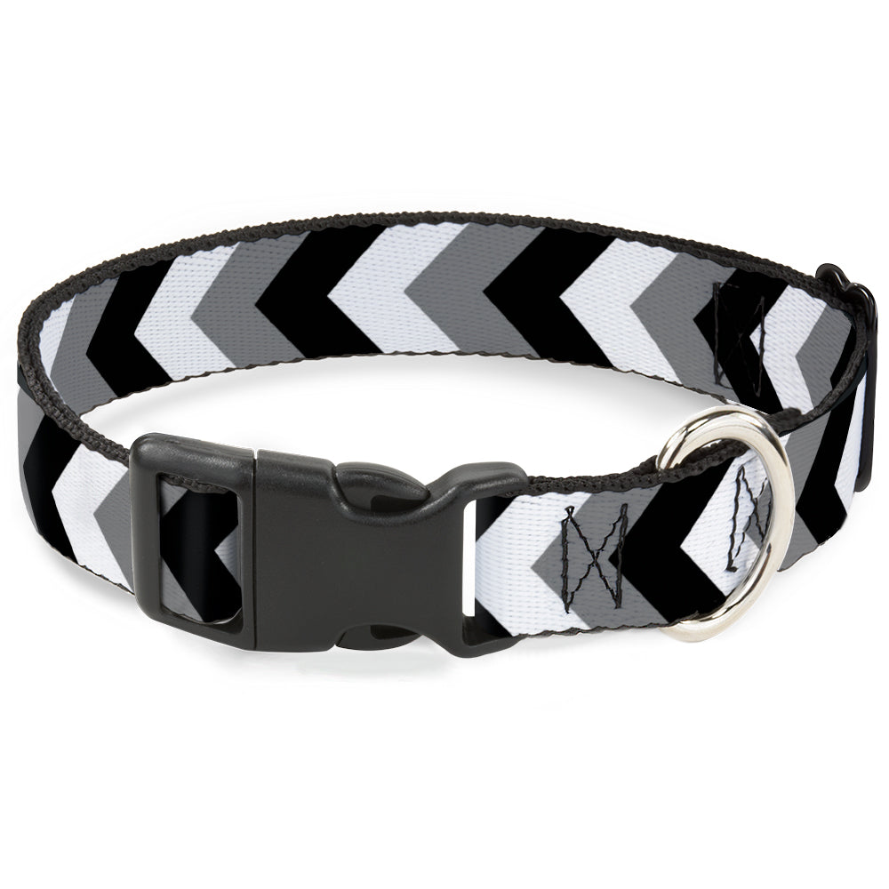 Plastic Clip Collar - Chevron White/Gray/Black Plastic Clip Collars Buckle-Down