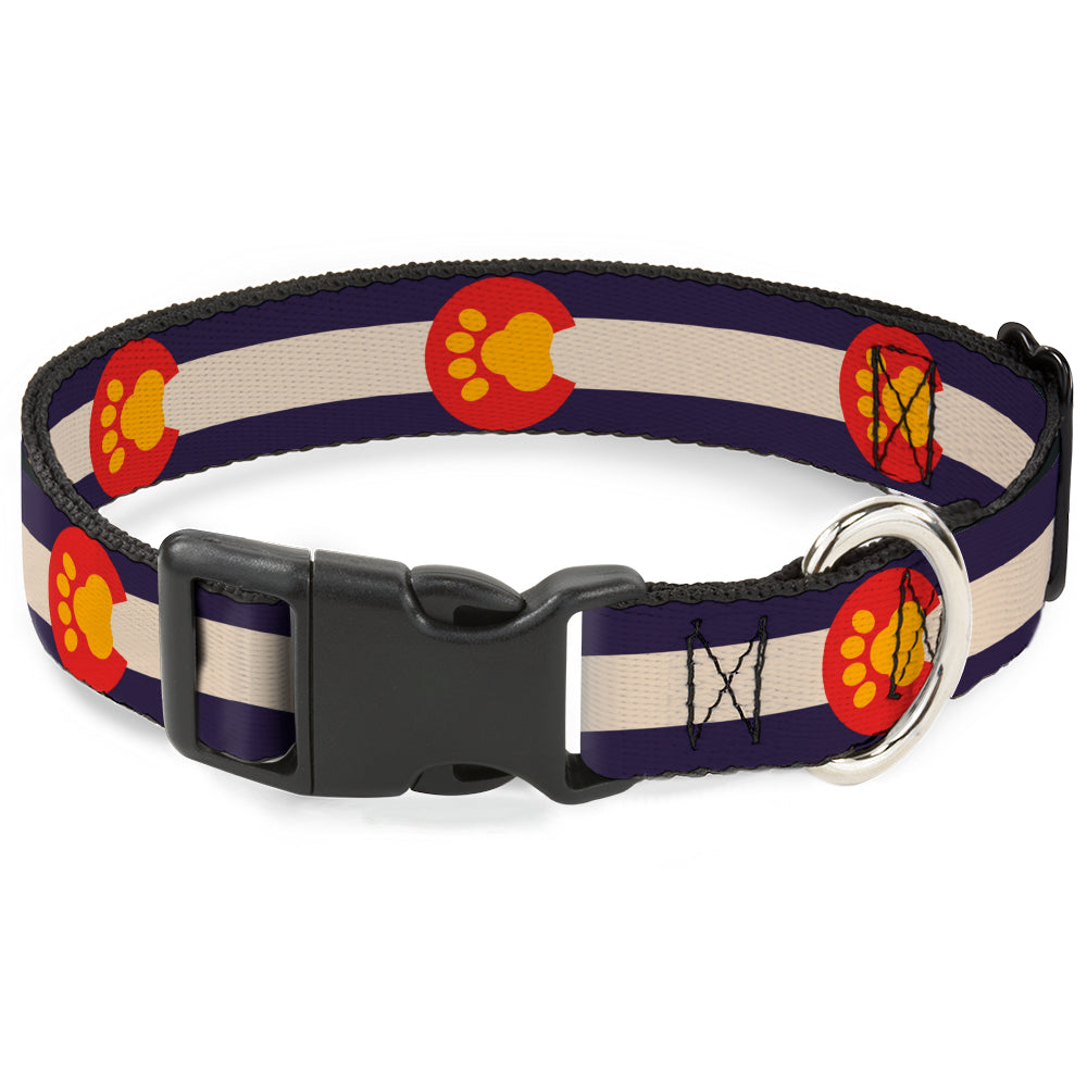 Plastic Clip Collar - Colorado Flag/Paw Print Plastic Clip Collars Buckle-Down