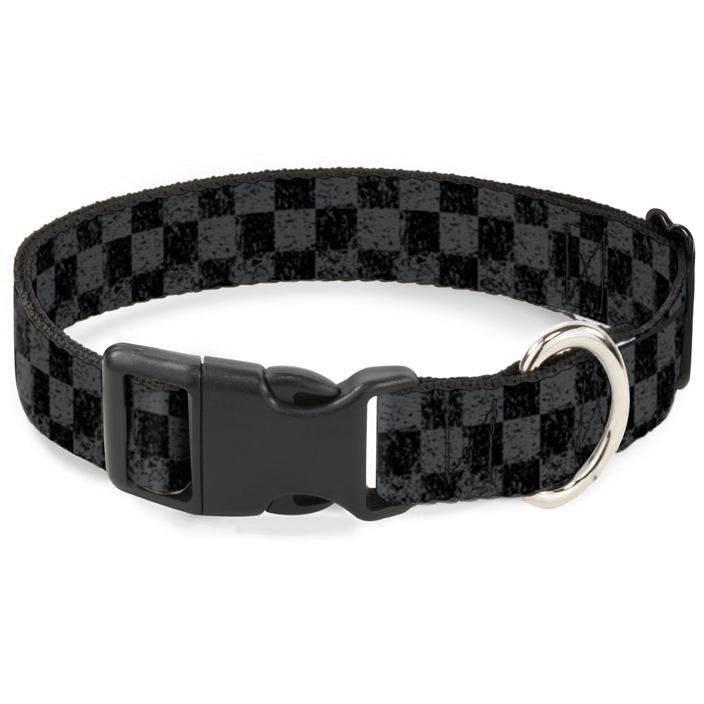 Plastic Clip Collar - Checker Weathered2 Black/Gray Plastic Clip Collars Buckle-Down