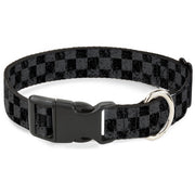 Plastic Clip Collar - Checker Weathered2 Black/Gray Plastic Clip Collars Buckle-Down