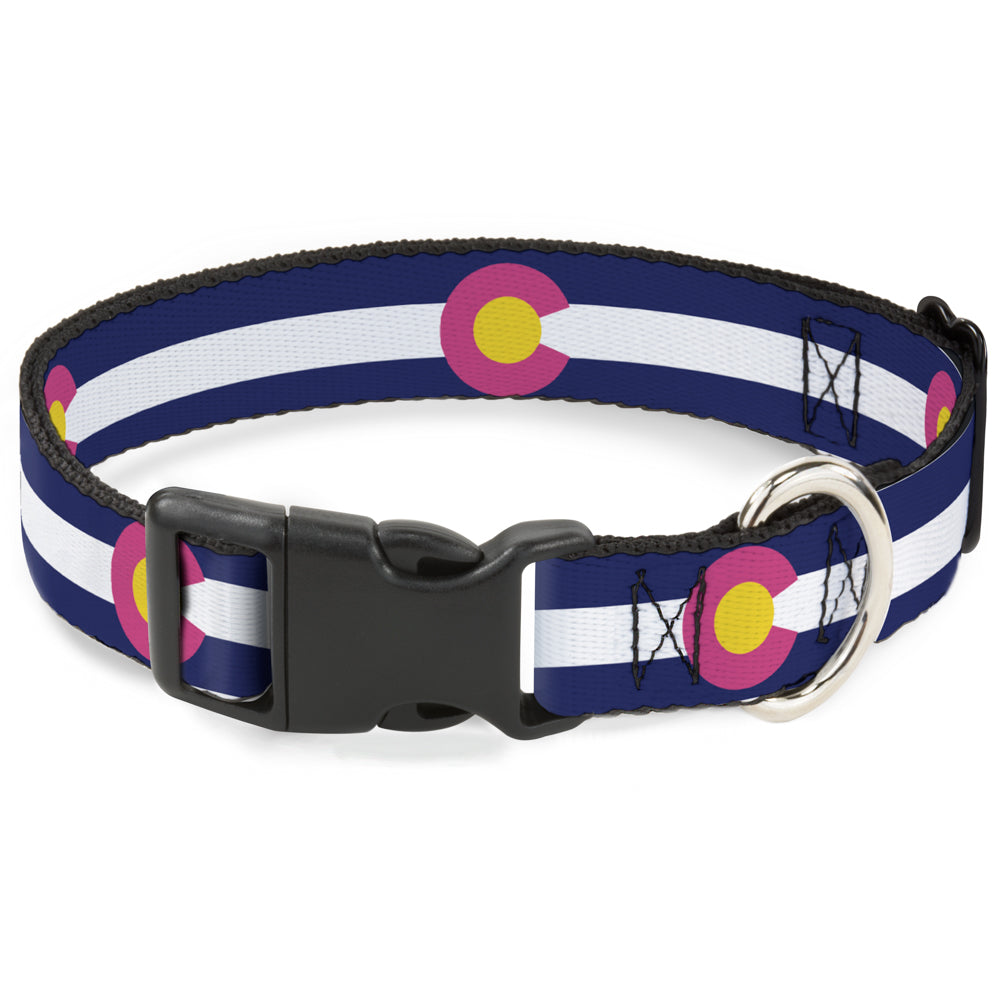 Plastic Clip Collar - Colorado Flags6 Repeat Blue/White/Pink/Yellow Plastic Clip Collars Buckle-Down
