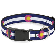Plastic Clip Collar - Colorado Flags6 Repeat Blue/White/Pink/Yellow Plastic Clip Collars Buckle-Down