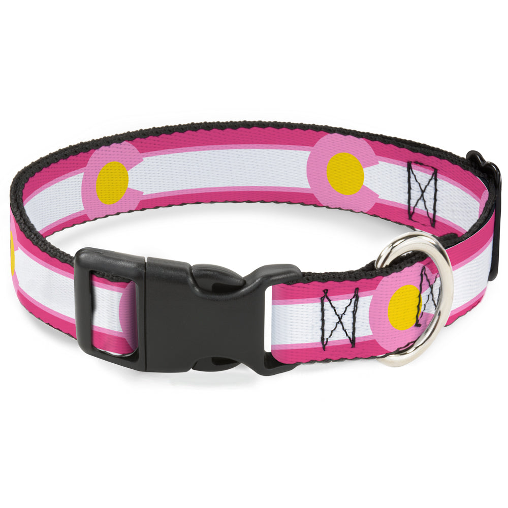 Plastic Clip Collar - Colorado Flags7 Repeat Pinks/White/Light Pink/Yellow Plastic Clip Collars Buckle-Down