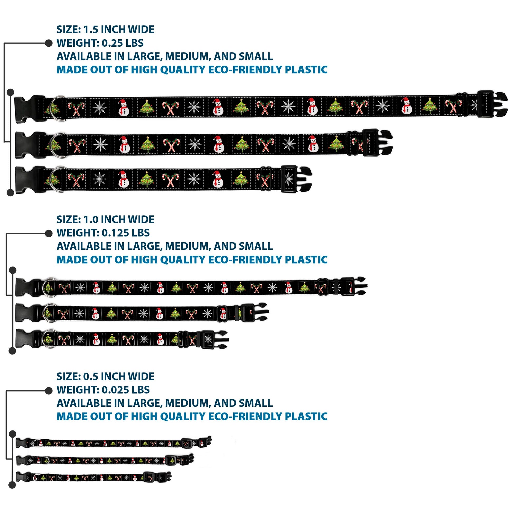 Plastic Clip Collar - Christmas Blocks Black/White/Multi Color Plastic Clip Collars Buckle-Down