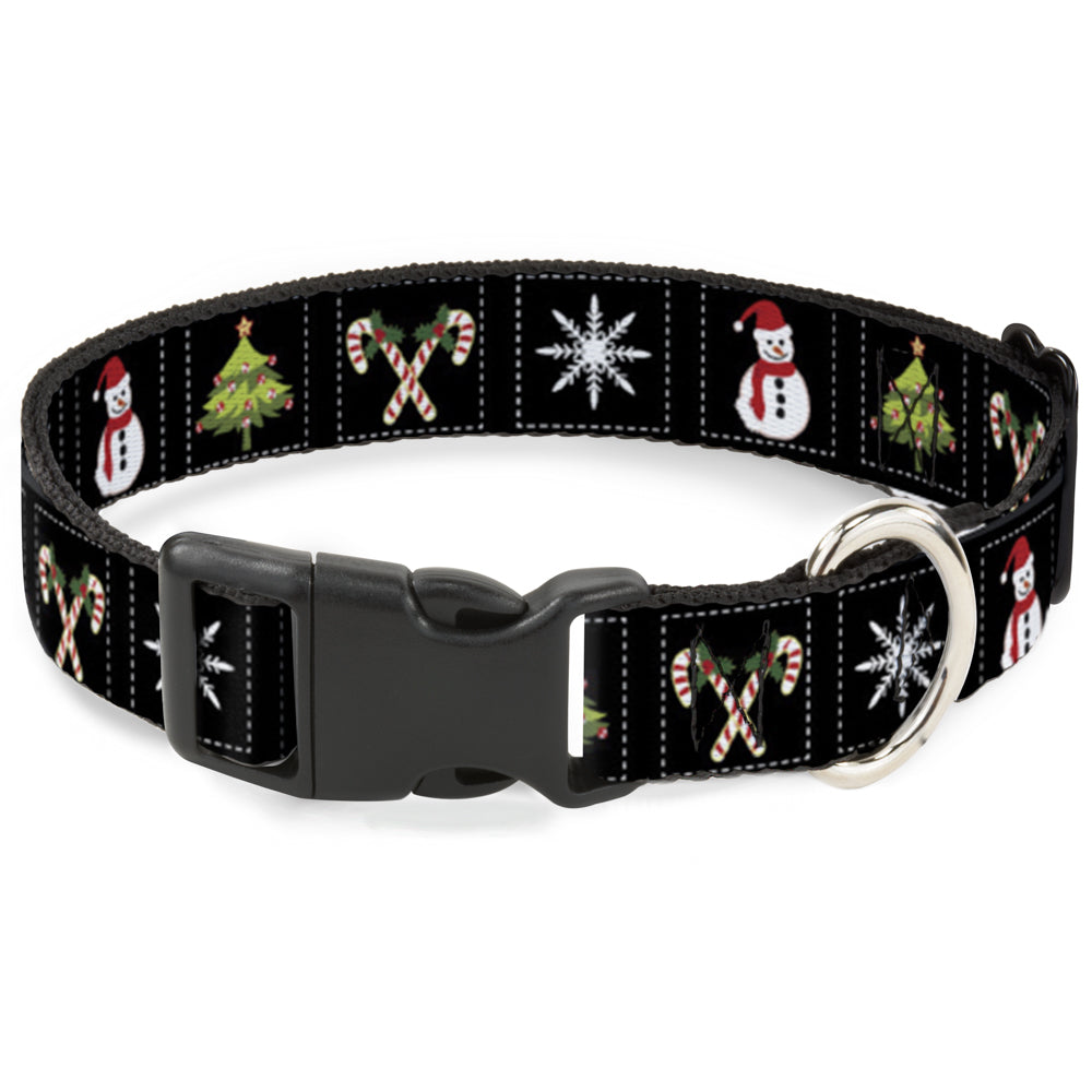 Plastic Clip Collar - Christmas Blocks Black/White/Multi Color Plastic Clip Collars Buckle-Down