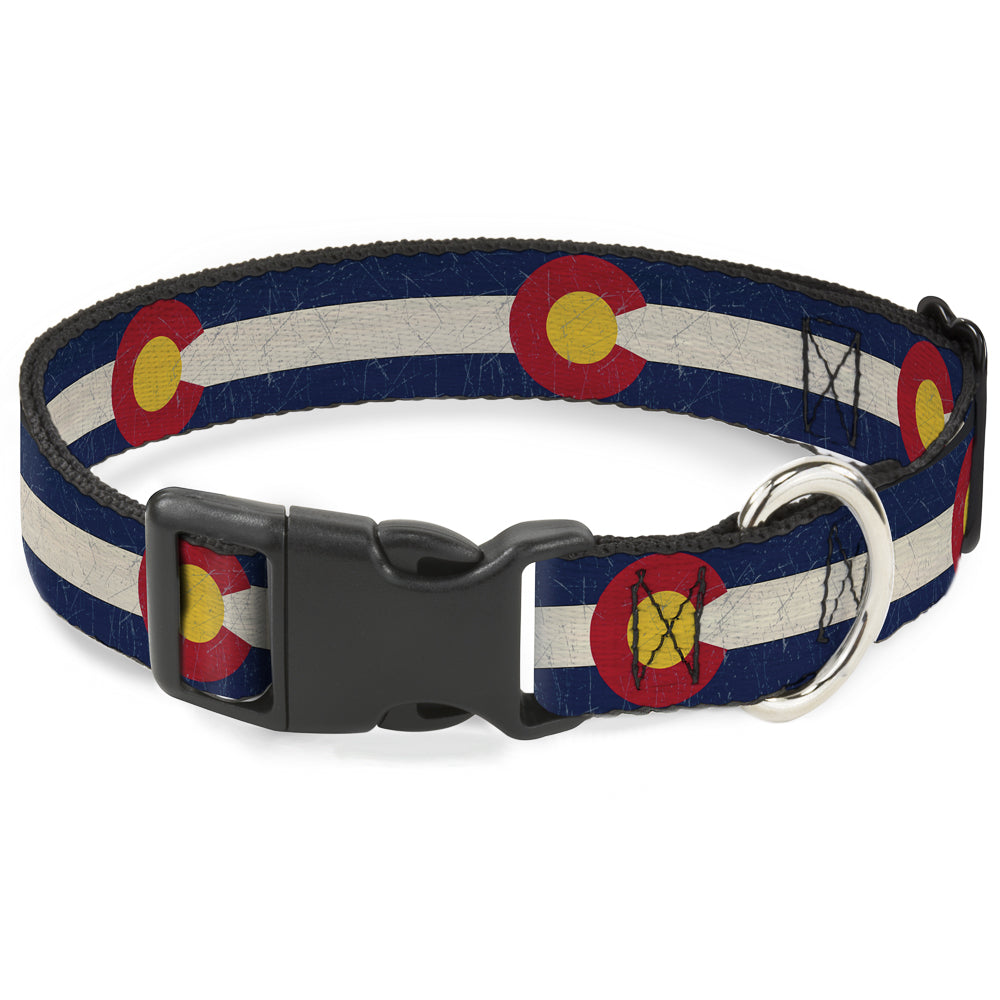 Plastic Clip Collar - Colorado Flags2 Repeat Vintage Plastic Clip Collars Buckle-Down