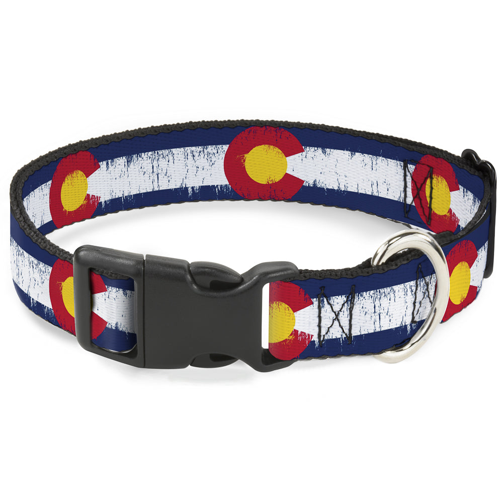 Plastic Clip Collar - Colorado Flags2 Repeat Weathered Plastic Clip Collars Buckle-Down