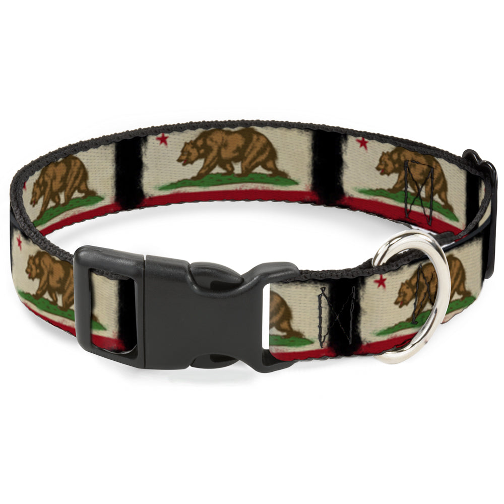 Plastic Clip Collar - California Flag Distressed Painting Blocks Plastic Clip Collars Buckle-Down