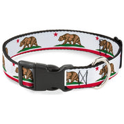 Plastic Clip Collar - California Flag White w/Stripe Plastic Clip Collars Buckle-Down