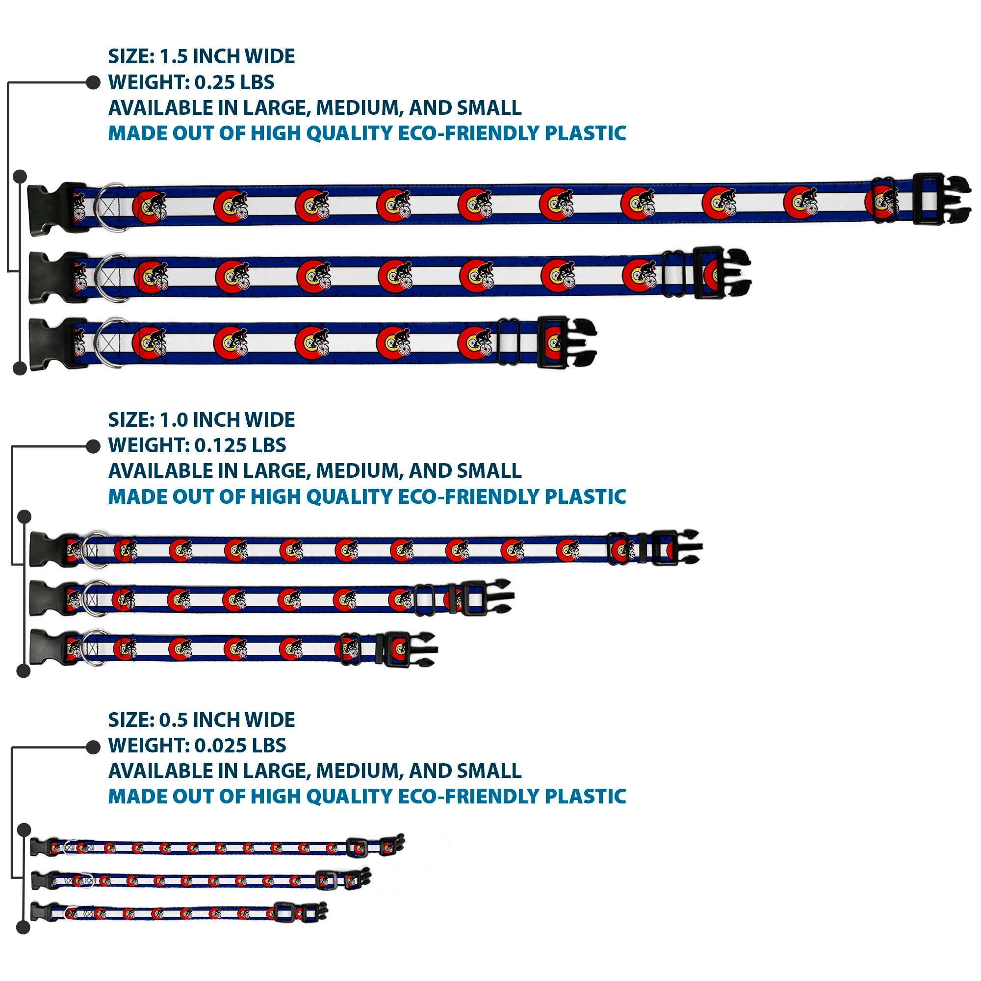 Plastic Clip Collar - Colorado Biker Distressed Plastic Clip Collars Buckle-Down