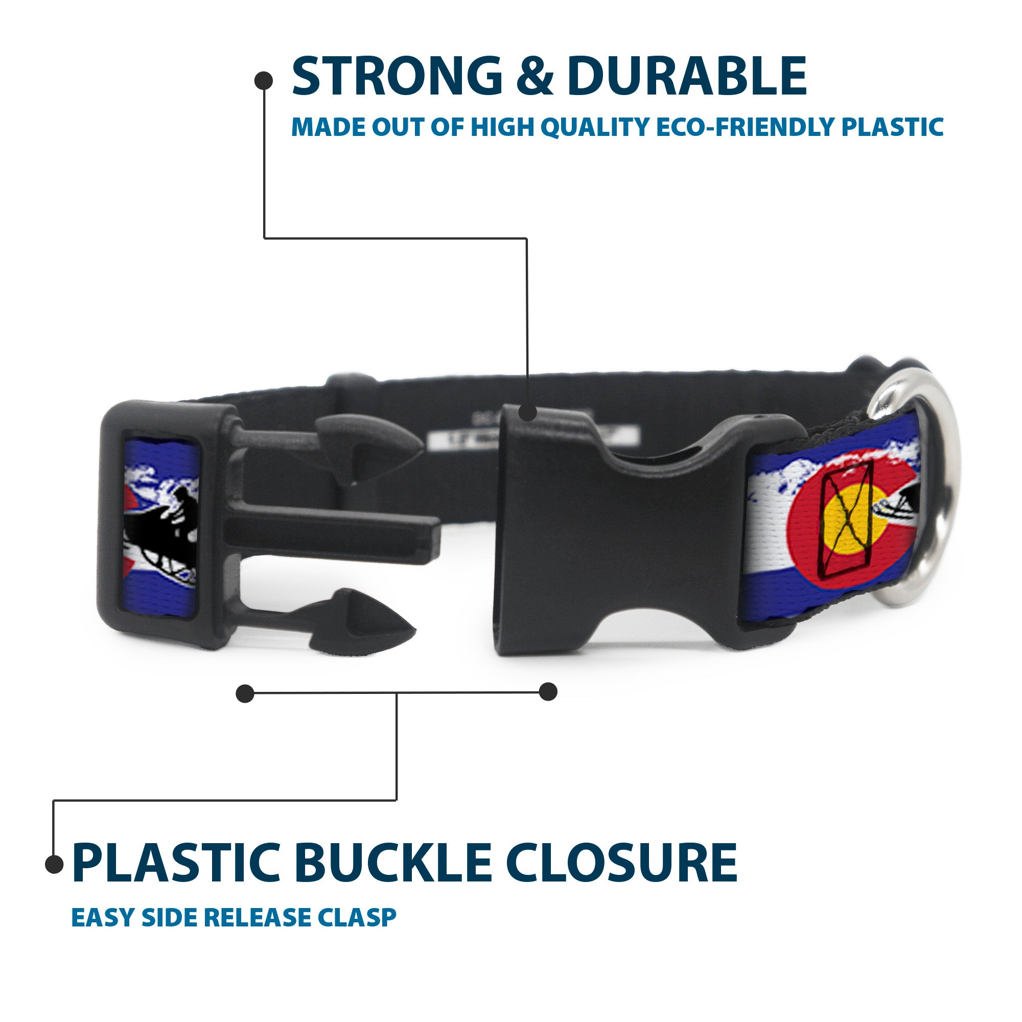 Plastic Clip Collar - Colorado/Snowmobiler/Mountains Plastic Clip Collars Buckle-Down