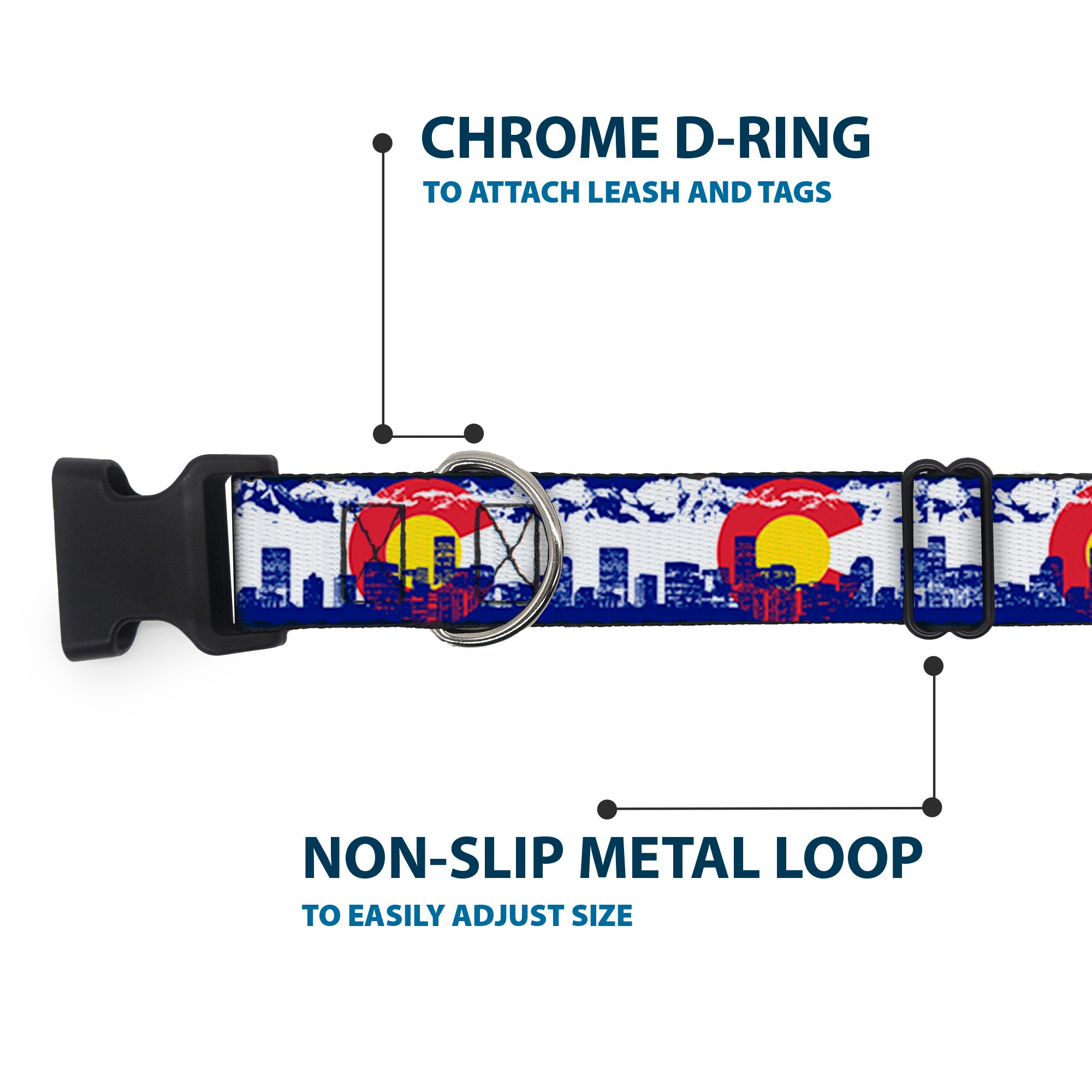 Plastic Clip Collar - Colorado Skyline/Mountains Plastic Clip Collars Buckle-Down