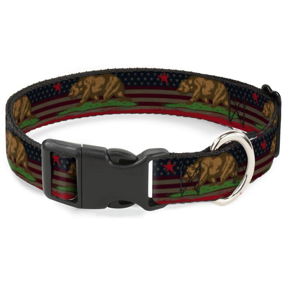 Plastic Clip Collar - Cali Bear/Star/Stripe/US Flag Stretch Plastic Clip Collars Buckle-Down