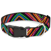 Plastic Clip Collar - Chevron Freehand CLOSE-UP Multi Color Plastic Clip Collars Buckle-Down