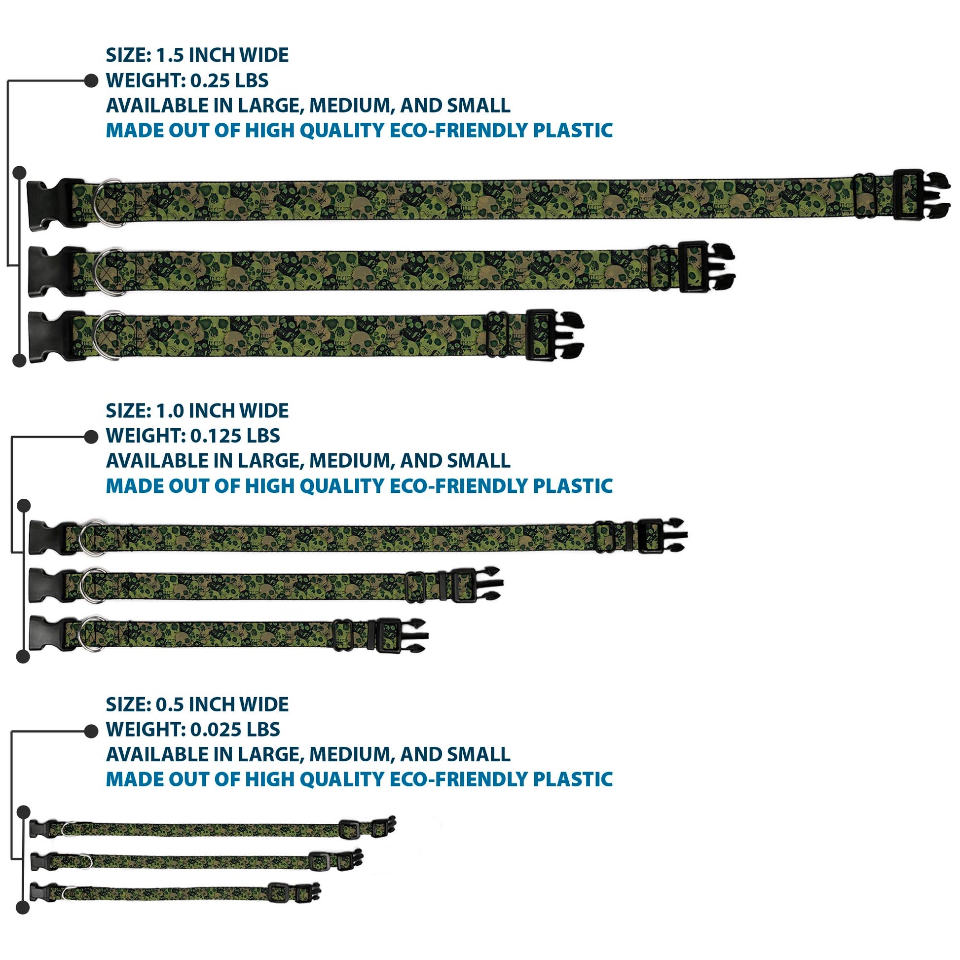 Plastic Clip Collar - Camo Olive/Black Skull Yard2 Plastic Clip Collars Buckle-Down