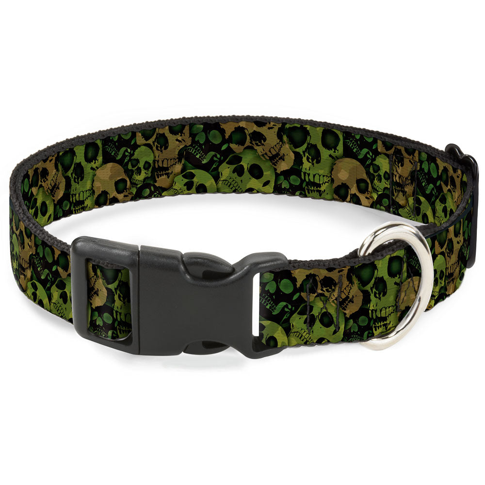 Plastic Clip Collar - Camo Olive/Black Skull Yard2 Plastic Clip Collars Buckle-Down