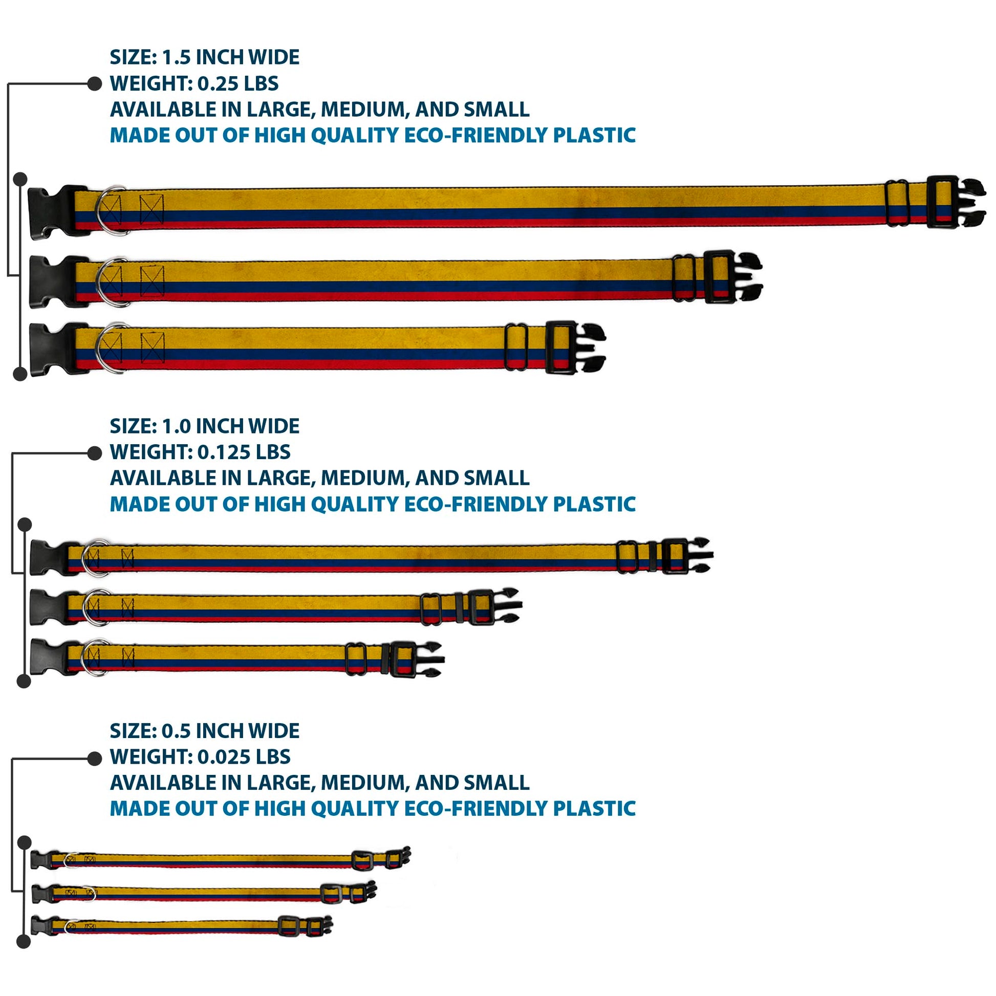 Plastic Clip Collar - Colombia Flag Distressed Plastic Clip Collars Buckle-Down