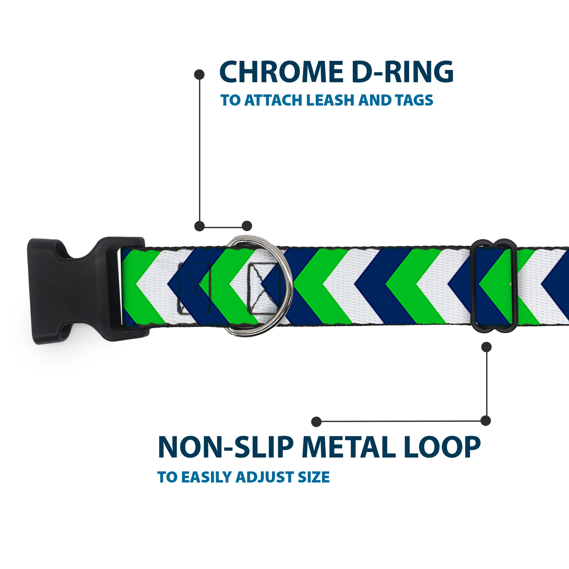 Plastic Clip Collar - Chevron White/Bright Green/Navy Plastic Clip Collars Buckle-Down