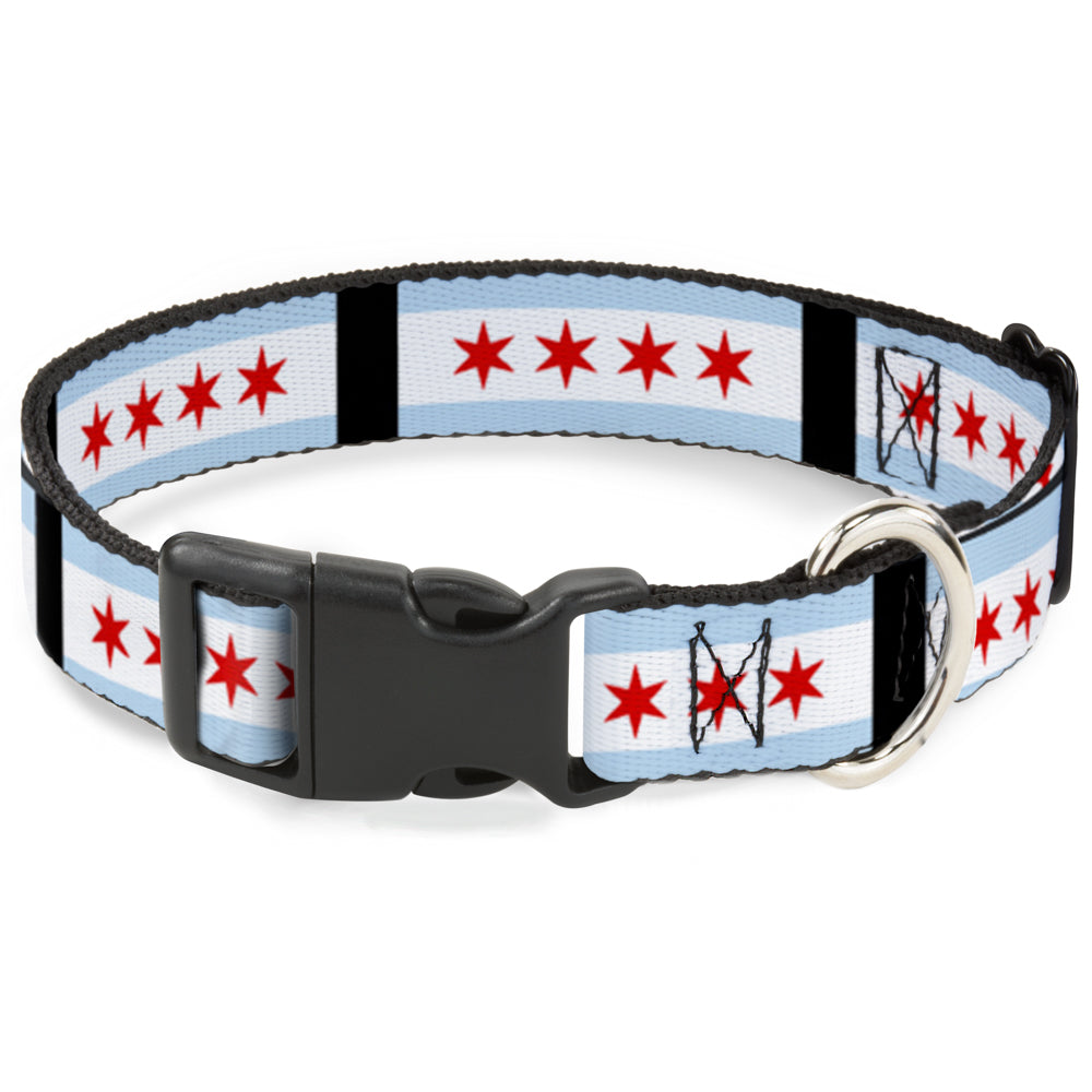 Plastic Clip Collar - Chicago Flags/Black Plastic Clip Collars Buckle-Down