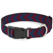 Plastic Clip Collar - Chevron2 Red/Navy Plastic Clip Collars Buckle-Down