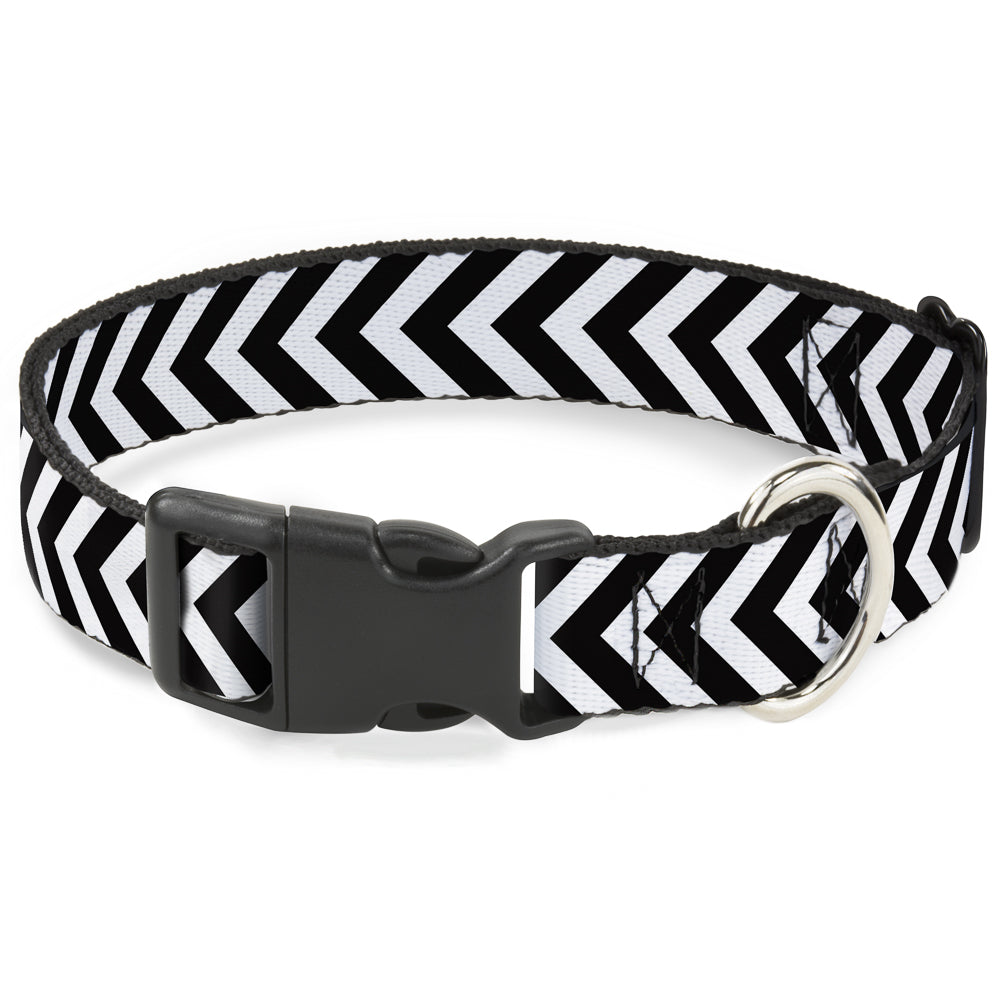 Plastic Clip Collar - Chevron3 White/Black Plastic Clip Collars Buckle-Down
