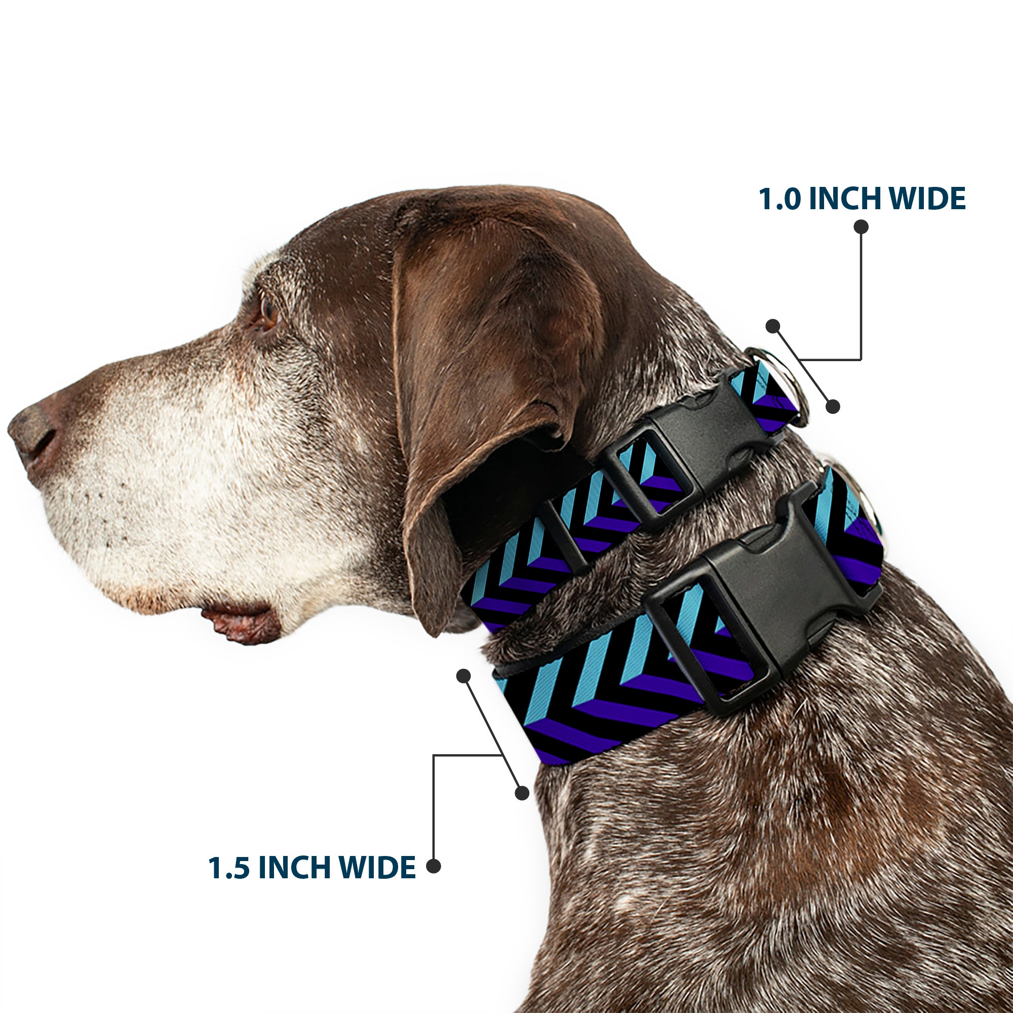 Plastic Clip Collar - Chevron3 Split Turquoise/Purple/Black Plastic Clip Collars Buckle-Down