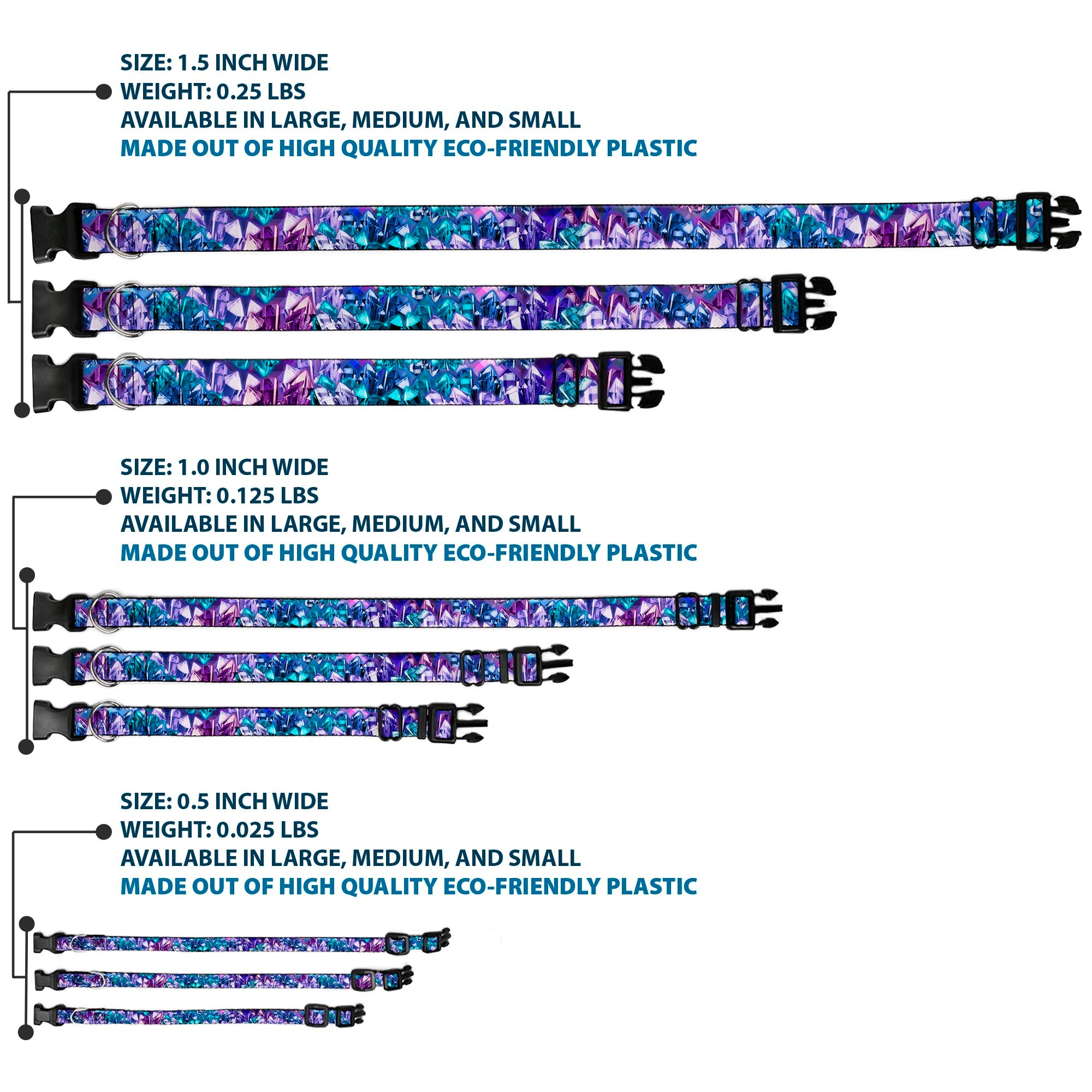 Plastic Clip Collar - Crystals2 Blues/Purples Plastic Clip Collars Buckle-Down