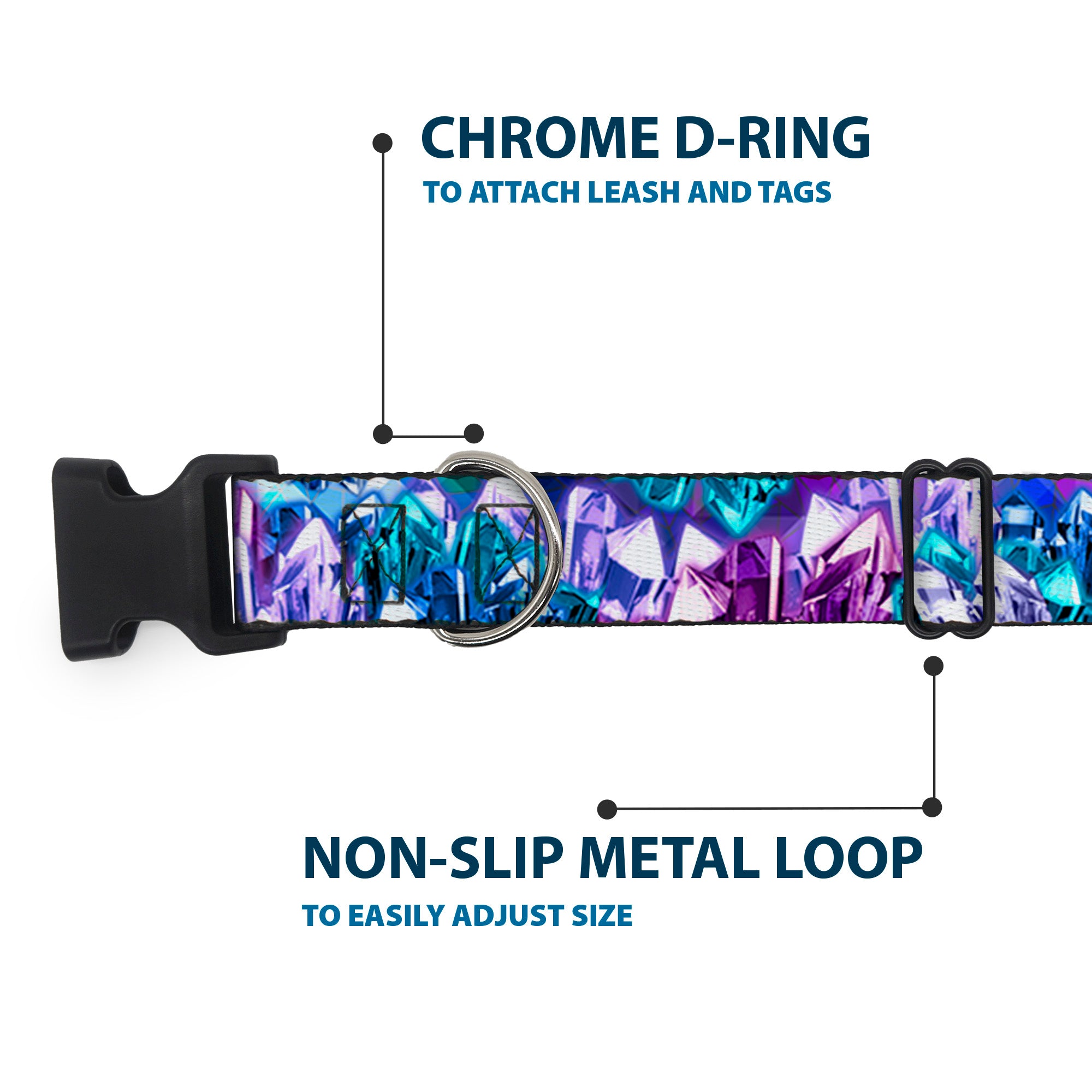 Plastic Clip Collar - Crystals2 Blues/Purples Plastic Clip Collars Buckle-Down