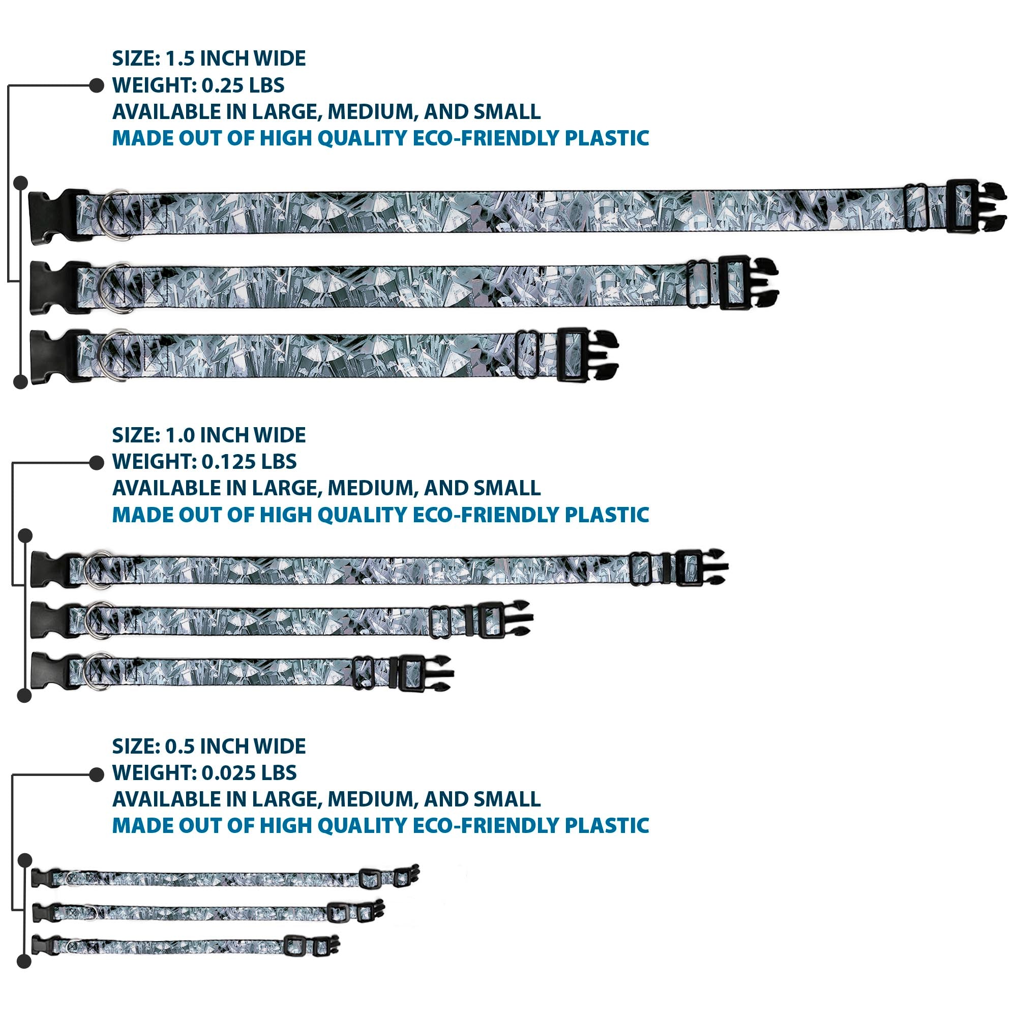 Plastic Clip Collar - Crystals3 Clear Plastic Clip Collars Buckle-Down