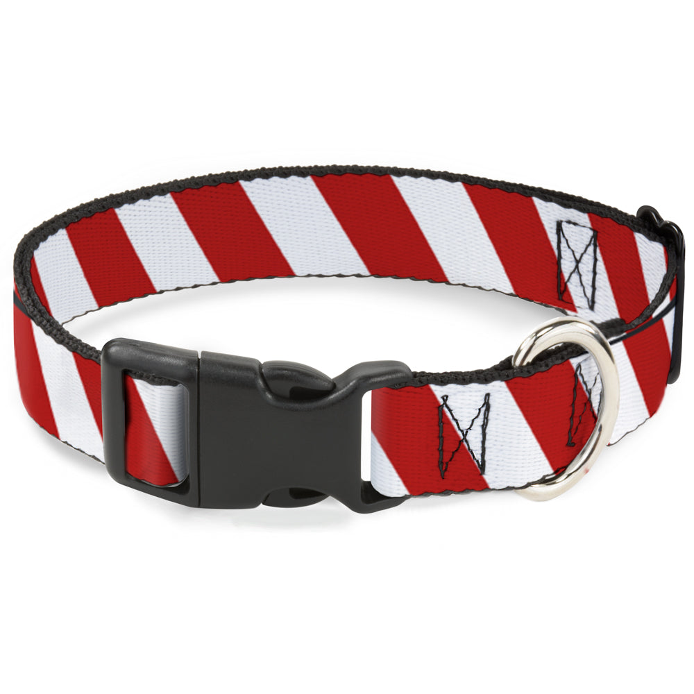 Plastic Clip Collar - Candy Cane2 Stripe White/Red Plastic Clip Collars Buckle-Down