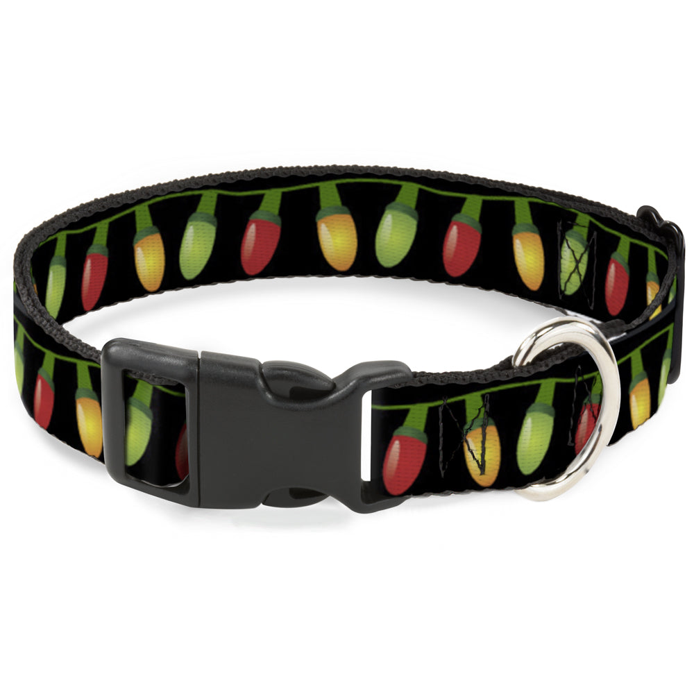 Plastic Clip Collar - Christmas Lights Black/Multi Color Plastic Clip Collars Buckle-Down