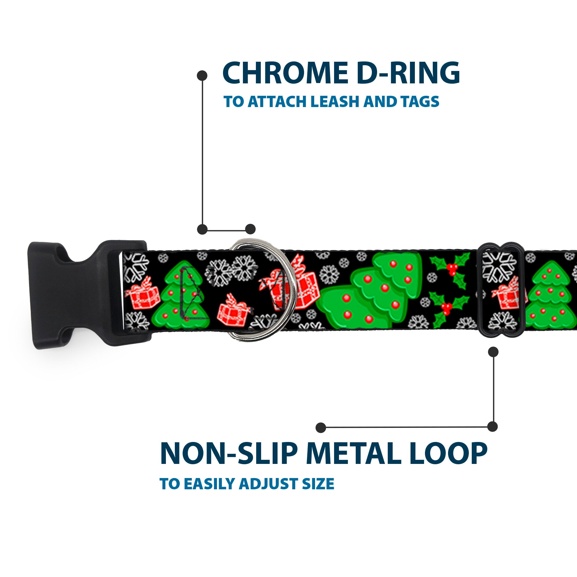 Plastic Clip Collar - Christmas Collage Black/White/Green/Red Plastic Clip Collars Buckle-Down