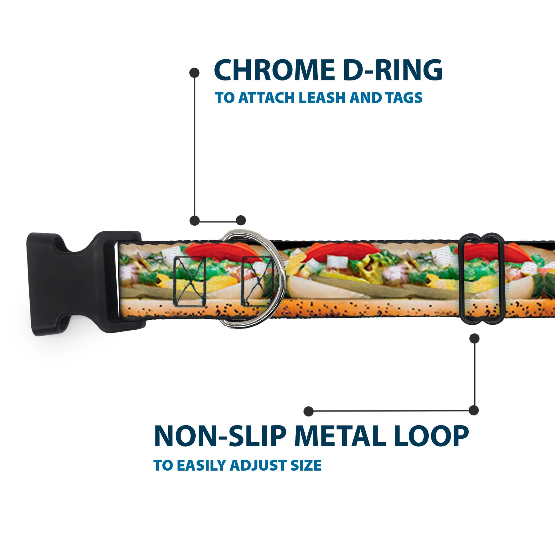 Plastic Clip Collar - Chicago Style Hot Dog Vivid Plastic Clip Collars Buckle-Down