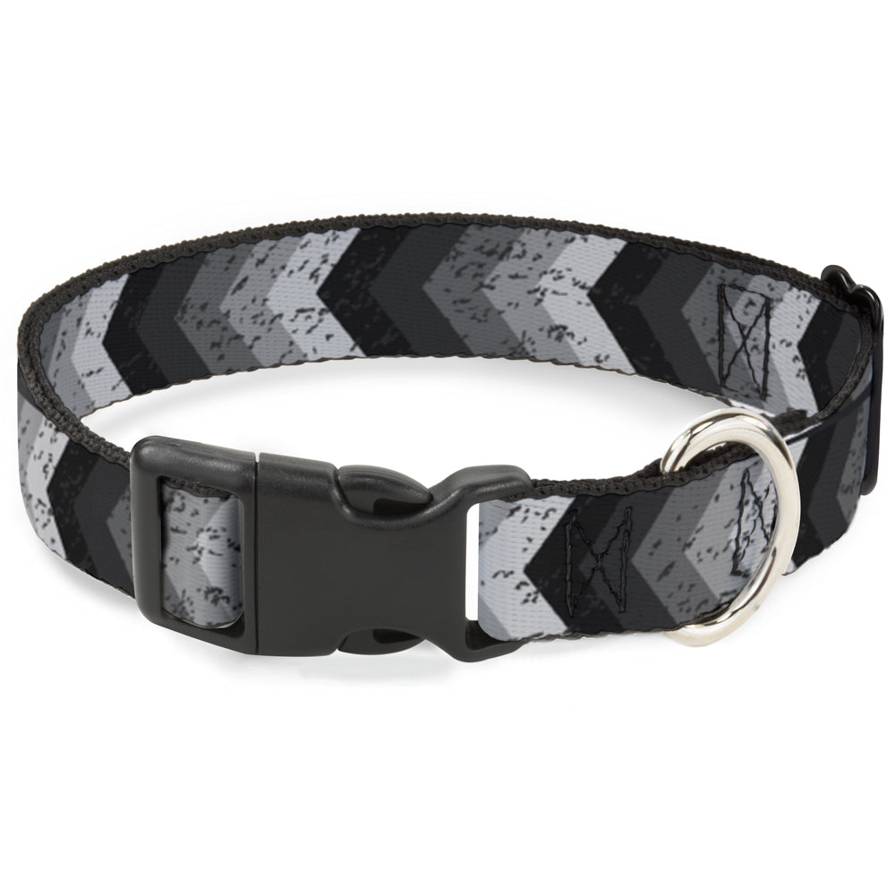 Plastic Clip Collar - Chevron Weathered Black/Grays Plastic Clip Collars Buckle-Down