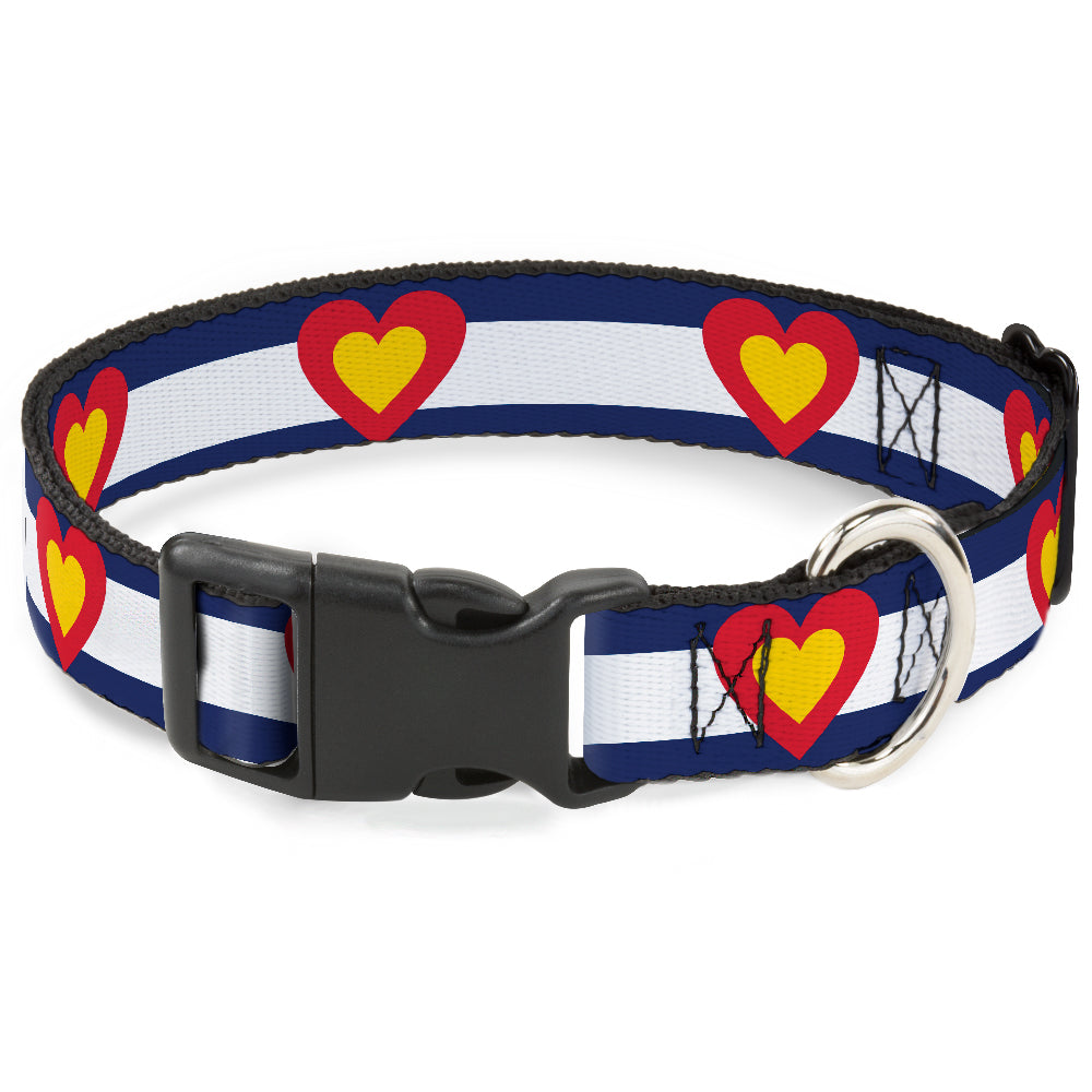 Plastic Clip Collar - Colorado Heart Blue/White/Red/Yellow Plastic Clip Collars Buckle-Down