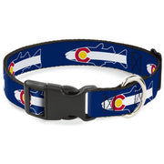 Plastic Clip Collar - Colorado Trout Flag/Snowy Mountains Blues/White/Red/Yellow Plastic Clip Collars Buckle-Down