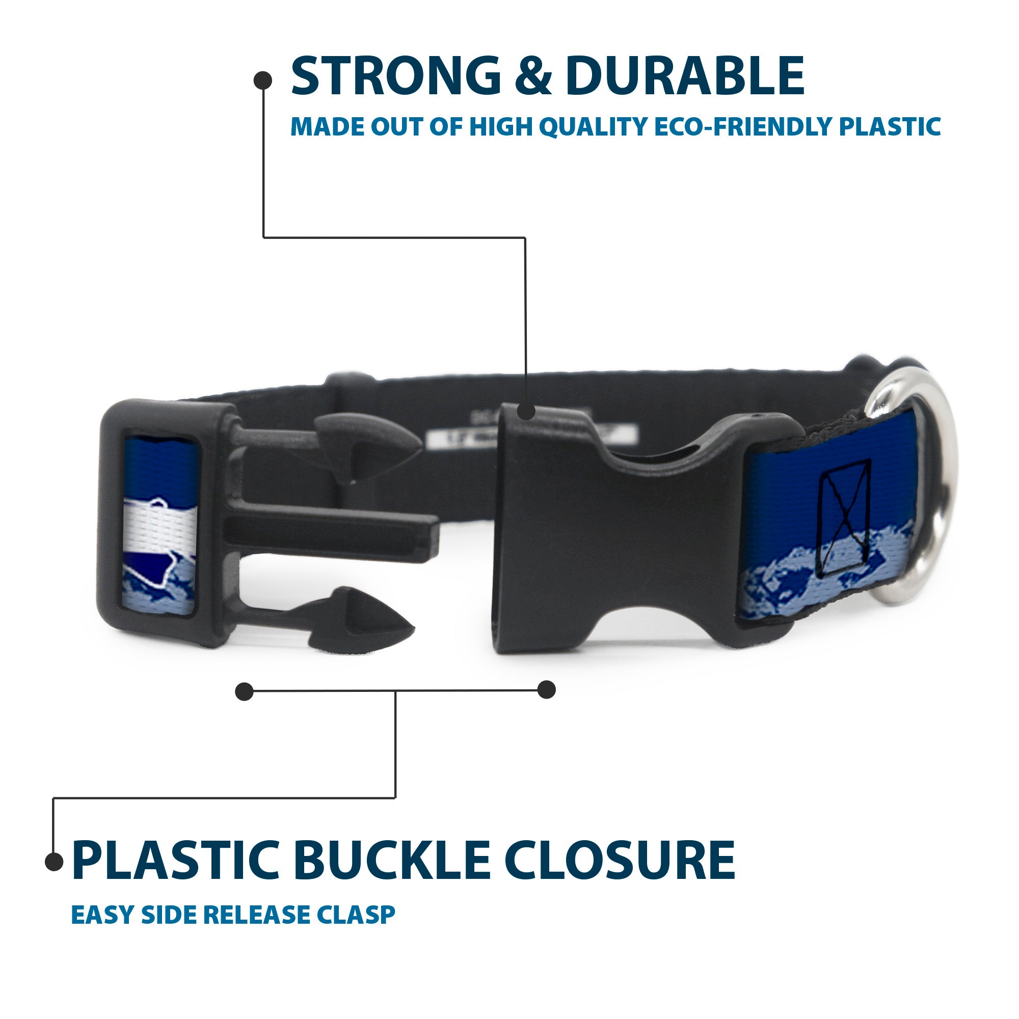 Plastic Clip Collar - Colorado Trout Flag Blue/White/Red/Yellow Plastic Clip Collars Buckle-Down