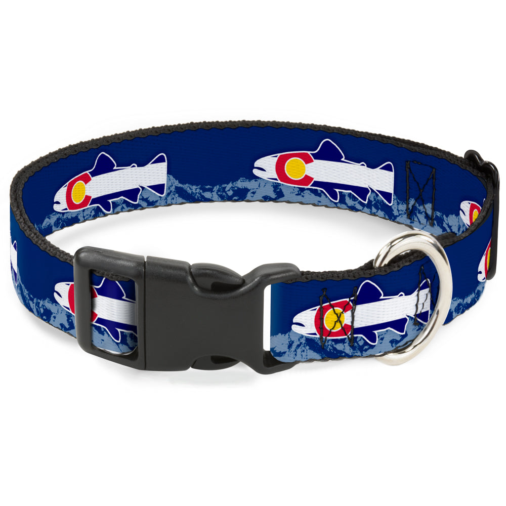 Plastic Clip Collar - Colorado Trout Flag Blue/White/Red/Yellow Plastic Clip Collars Buckle-Down